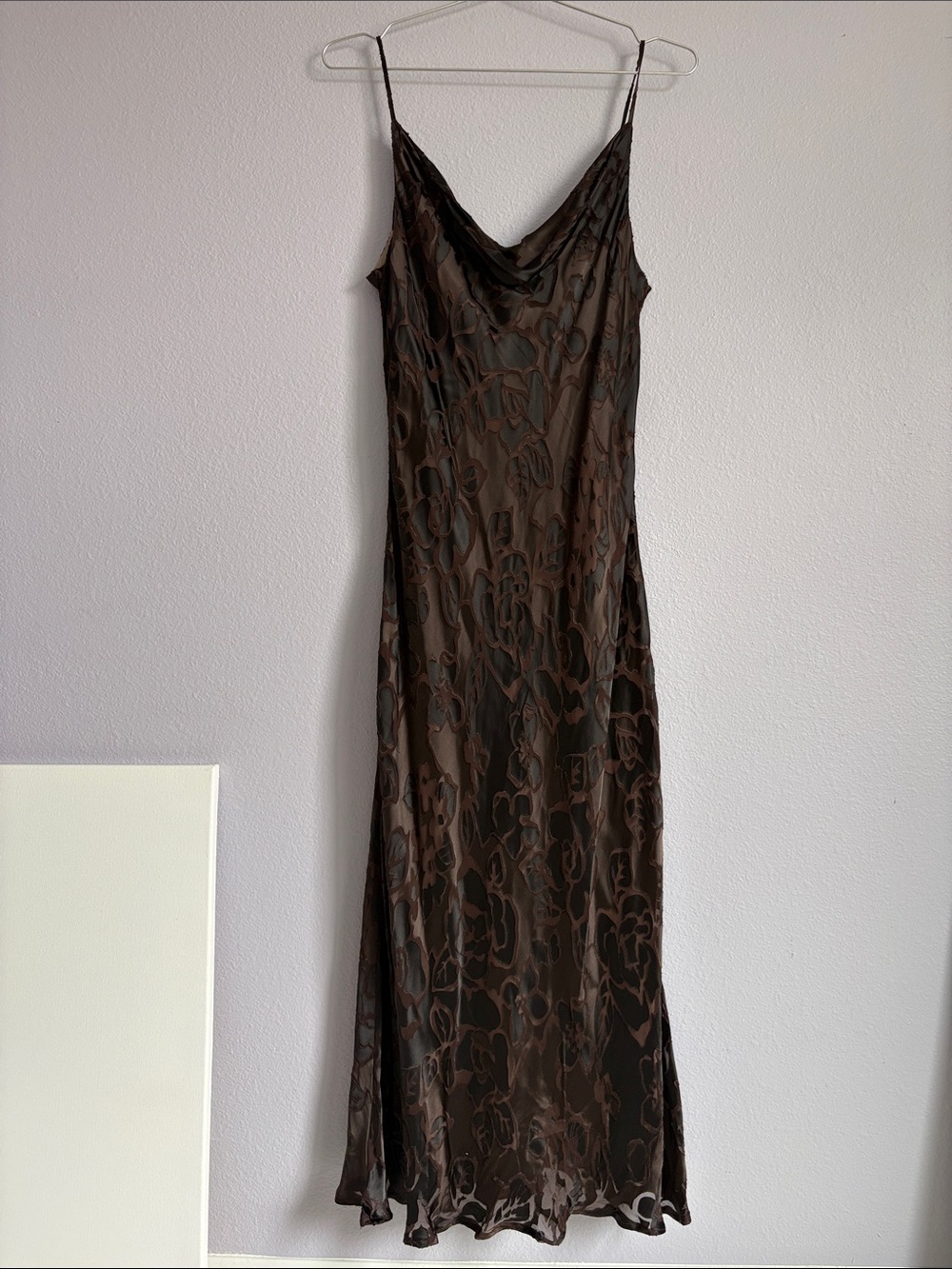 Monsoon Brown Floral Slip Dress with Cowl Neck